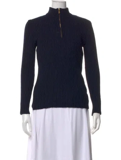 Pre-owned Bogner Virgin Wool Mock Neck Sweater In Blue