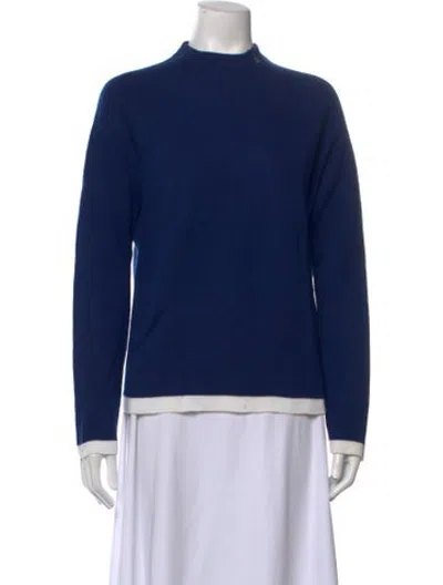 Pre-owned Bogner Virgin Wool Mock Neck Sweater In Blue
