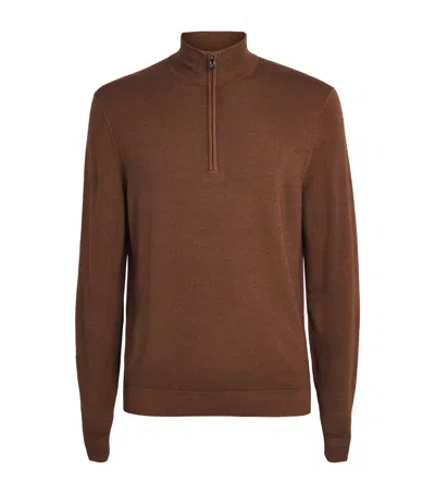 Bogner Virgin Wool Ouri Quarter-zip Sweater In Brown