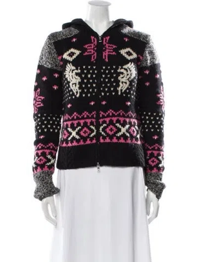 Pre-owned Bogner Virgin Wool Patterned Sweater In Black