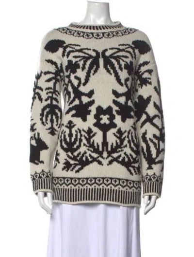 Pre-owned Bogner Virgin Wool Patterned Sweater In White