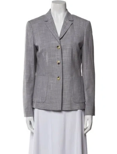 Pre-owned Bogner Virgin Wool Plaid Print Blazer In Gray