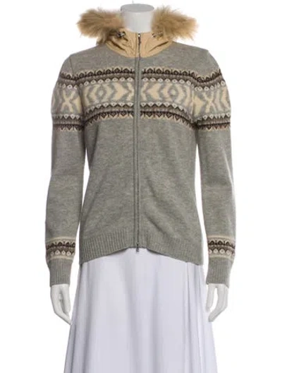 Pre-owned Bogner Virgin Wool Printed Jacket In Gray