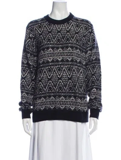Pre-owned Bogner Virgin Wool Printed Sweater In Blue