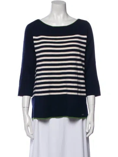 Pre-owned Bogner Virgin Wool Striped Sweater In Blue