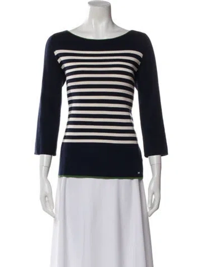 Pre-owned Bogner Virgin Wool Striped Sweater In Blue