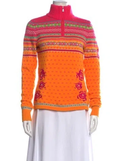 Pre-owned Bogner Virgin Wool Striped Sweater In Orange