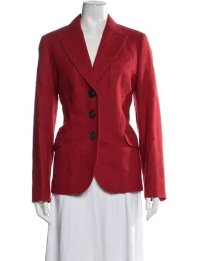 Pre-owned Bogner Virgin Wool Tweed Pattern Blazer In Red