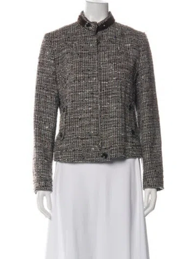 Pre-owned Bogner Virgin Wool Tweed Pattern Jacket In Green