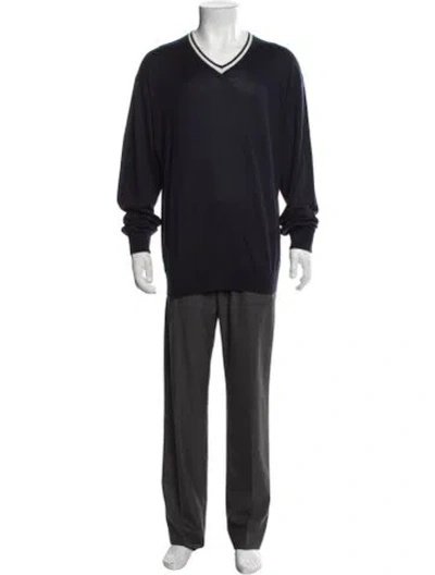 Pre-owned Bogner V-neck Long Sleeve Pullover In Blue
