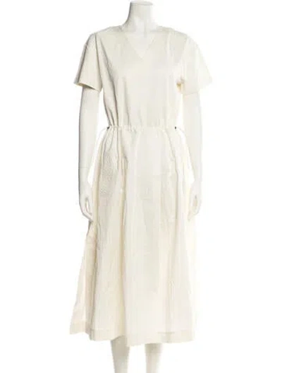 Pre-owned Bogner V-neck Midi Length Dress In Neutral