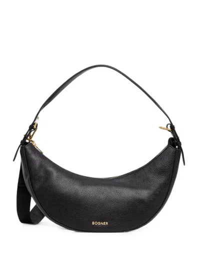 Bogner Wallis Kyla Grained-leather Crescent Shoulder Bag In Black