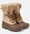 Bogner Wellington Shearling-trimmed Suede Ankle Boots In Beige