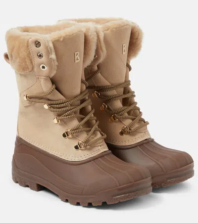 Bogner Wellington Shearling-trimmed Suede Ankle Boots In Beige