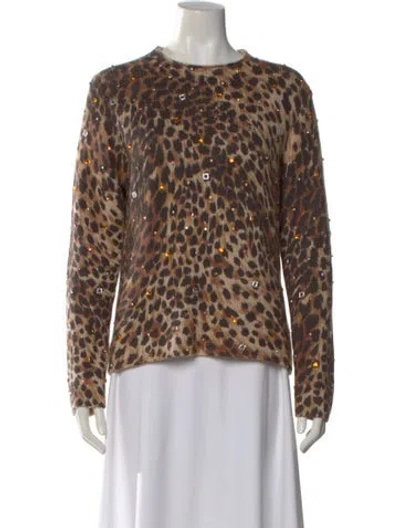 Pre-owned Bogner Wool Animal Print Sweater In Brown