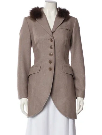 Pre-owned Bogner Wool Fur Coat In Neutral