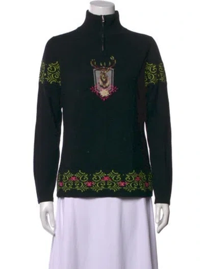 Pre-owned Bogner Wool Graphic Print Sweater In Black