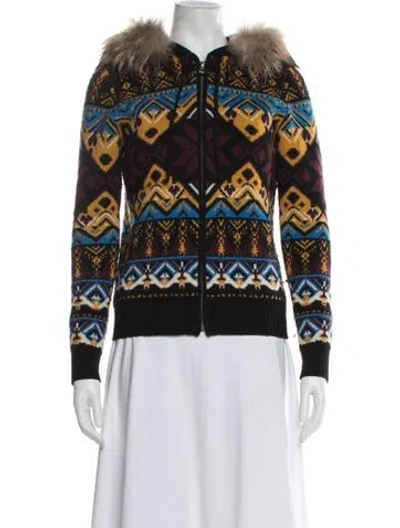 Pre-owned Bogner Wool Patterned Down Jacket In Black