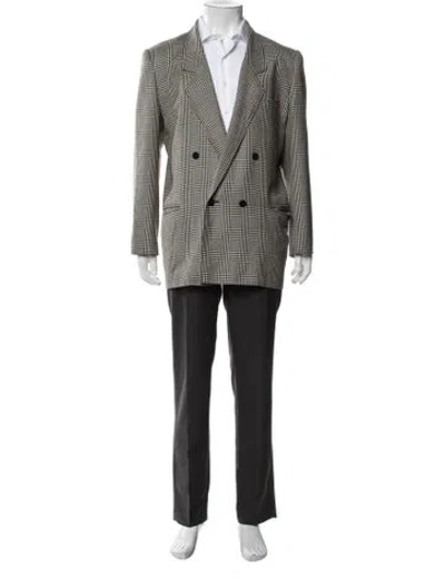 Pre-owned Bogner Wool Plaid Print Blazer In Black