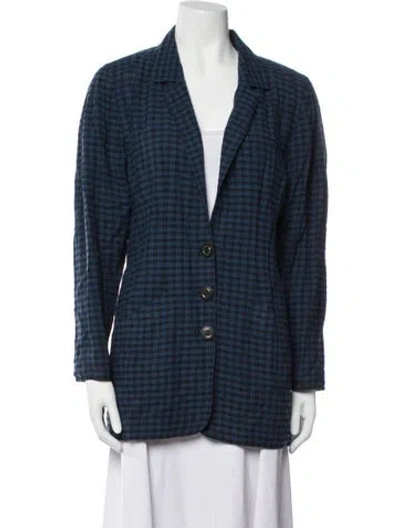 Pre-owned Bogner Wool Plaid Print Coat In Blue