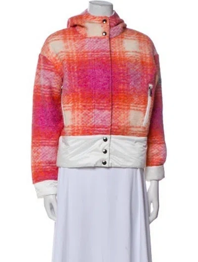 Pre-owned Bogner Wool Plaid Print Jacket In Pink