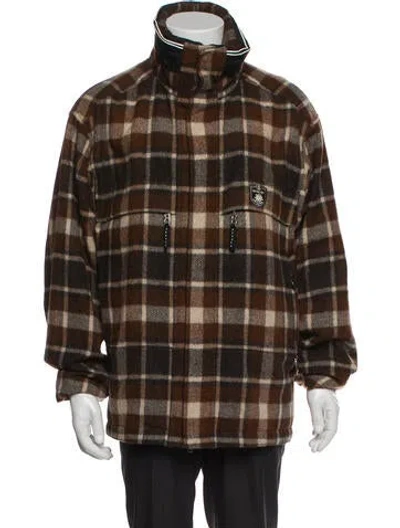 Pre-owned Bogner Wool Plaid Print Parka In Brown