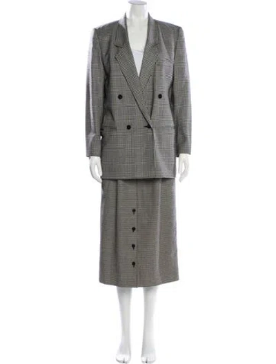 Pre-owned Bogner Wool Plaid Print Skirt Suit In Multi