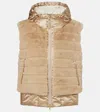 Bogner Yumi Hooded Quilted Plush And Recycled-satin Down Ski Vest In Gold