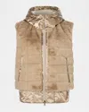 Bogner Yumi Hooded Quilted Plush And Recycled-satin Down Ski Vest In Gold