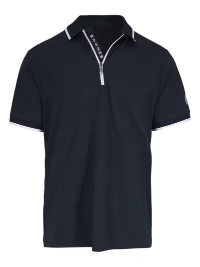 Bogner Zip-neck Polo Shirt In Blue