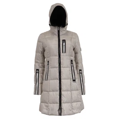 Bogner Zip-up Hooded Down Coat With Pockets In Grey Polyamide In Gray