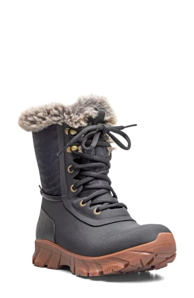 Bogs Arcata Ii Faux Fur Lined Waterproof Lace-up Boot In Gray