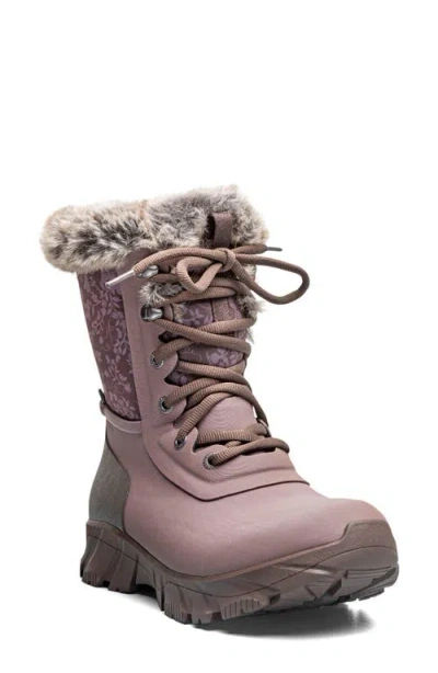 Bogs Arcata Ii Faux Fur Lined Waterproof Lace-up Boot In Pink
