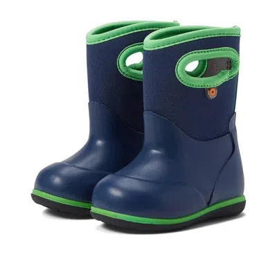 Bogs Kids' Baby Classic Solid Toddler 4 Navy Green Waterproof Rain Boots Zogg3317 In Blue
