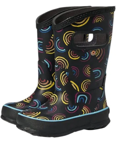 Bogs Kids' Girl's Rainbow Rain Boots In Black