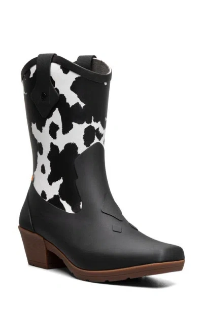 Bogs Jolene Mid Deco Waterproof Rain Boot In Black W/white