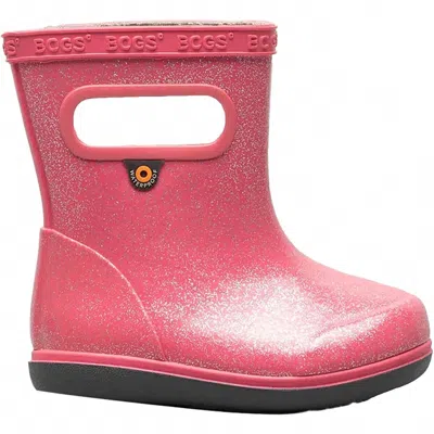 Bogs Kid's Skipper Rainboots In Pink Glitter In Animal Print