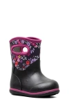 Bogs Kids' Classic Solid Waterproof Rain Boot In Black/pink Multi