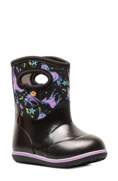 Bogs Kids' Classic Unicorn Waterproof Boot In Black Multi