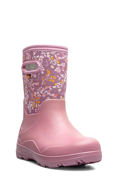 Bogs Kids' York Seamless Demure Floral Waterproof Rain Boot In Pink