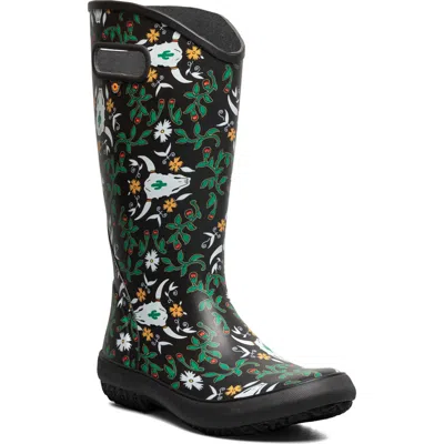 Bogs Print Waterproof Rain Boot In Dark Brown