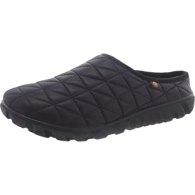 Bogs Snowday Ii Womens Quilted Faux Fur Lined Scuff Slippers In Black