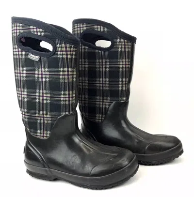 Bogs Women's Classic High Winter Boot In Black Plaid In Multi