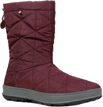 Bogs Women's Snowday Mid Waterproof Winter Snow Boot In Wine In Red
