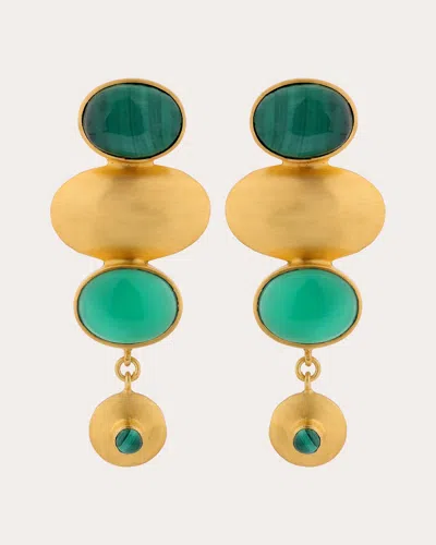 Boheme By Vero Women's Green Onyx & Malachite Istanbul Drop Earrings