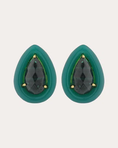 Boheme By Vero Women's Green Onyx & Malachite Large Drops Earrings