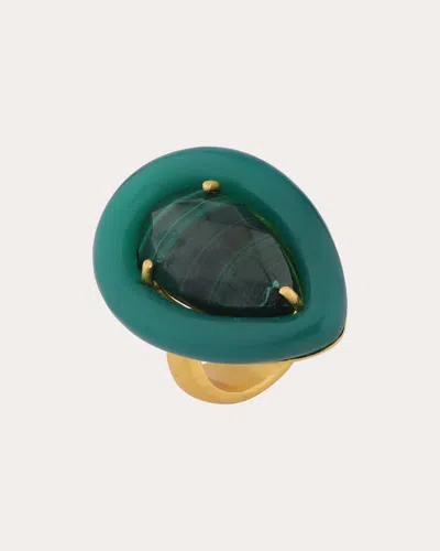 Boheme By Vero Women's Green Onyx & Malachite Large Drops Ring