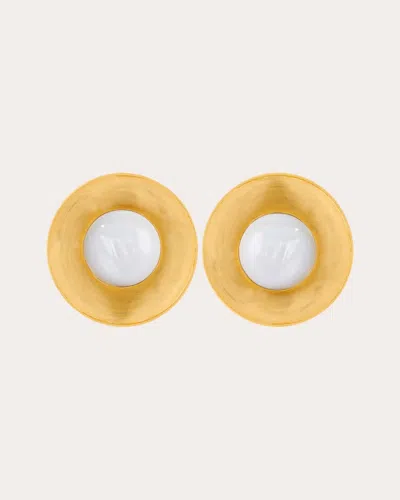 Boheme By Vero Women's Moonstone Cyclo Stud Earrings In Green