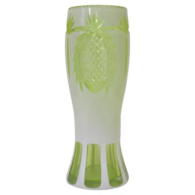 Pre-owned Bohemia Deco N Cut Glass Pineapple Vase In Sand