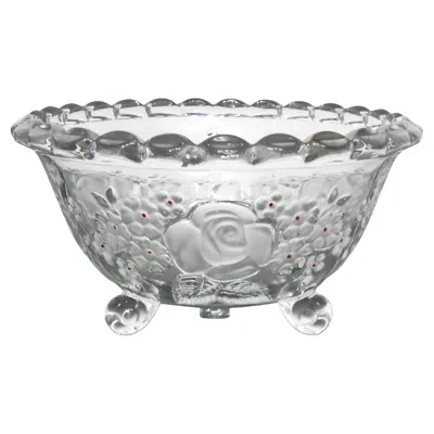 Pre-owned Bohemia Glass Bowl, Floral Relief, Neoclassical Art Nouveau, 1920s In Gray